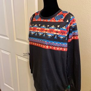 Western/Aztec long sleeve graphic top.